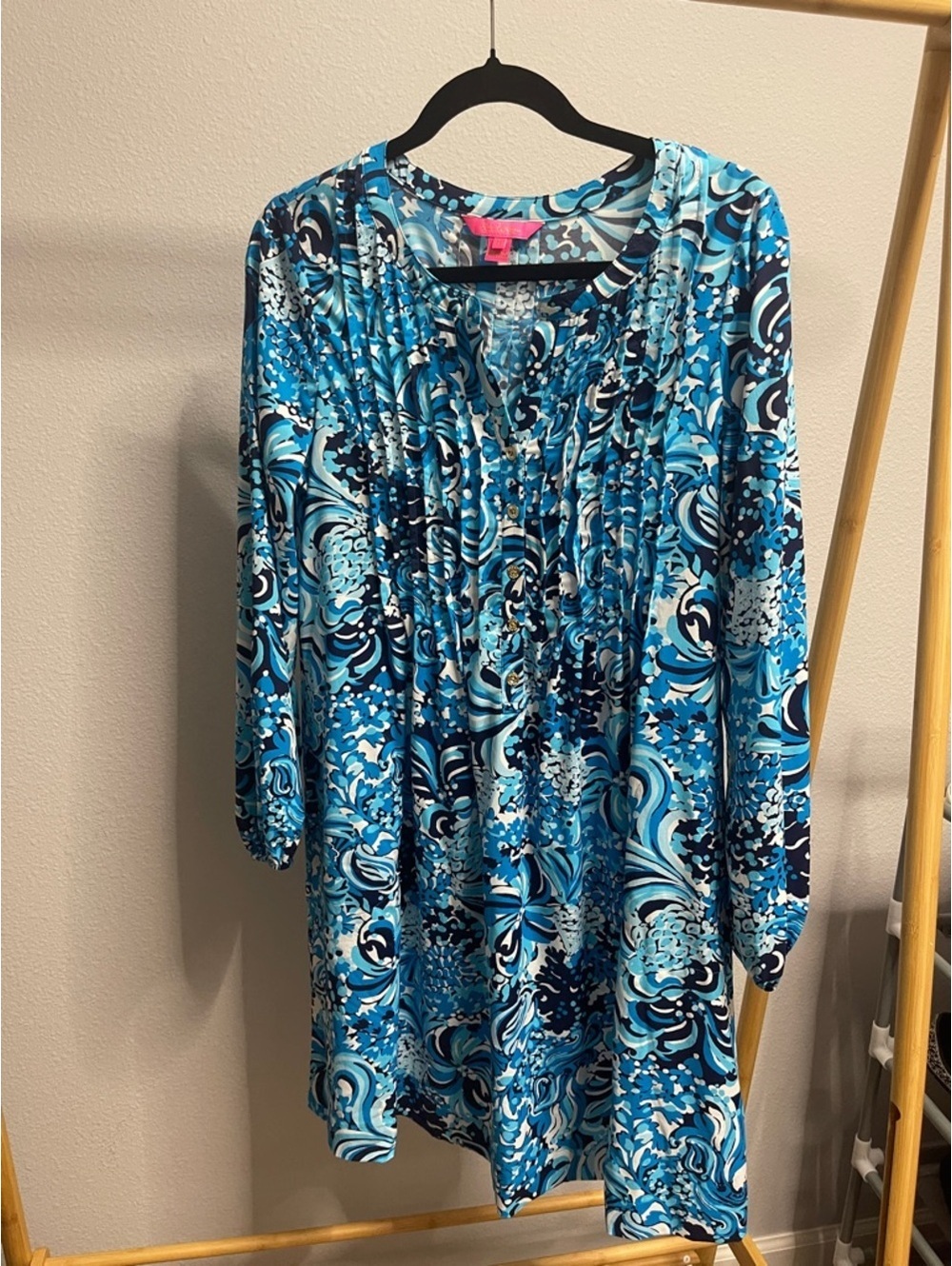 Lilly Pulitzer Blue and Navy Floral Print Dress